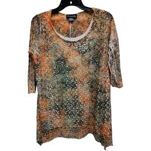 Frazzle Wearable Art Tunic Top Womens Small Tie Dye Lace Layered‎ Asymmetric